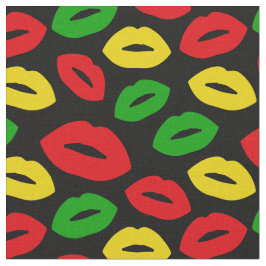 Jamaican Rasta Flagga Färgad Lipstick Kisses Tyg
