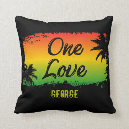 Jamaican Rasta Flagga Färgad One Kärlek Tropical Kudde