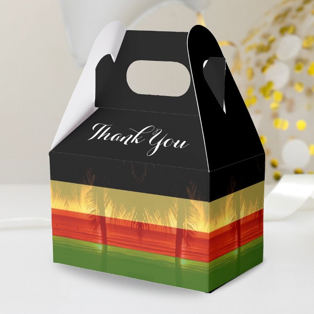 Jamaican Rasta Jamaica Beach Handflatan Träd Tack Presentaskar (Jamaica beach palm tree Jamaican rasta colors thank you favor box)