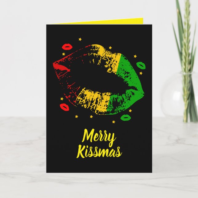 Jamaican Rasta Love Merry Christmas Kort (Framsida)