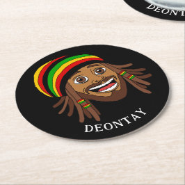 Jamaican Rasta Man Anpassningsbar Text Underlägg Papper Rund