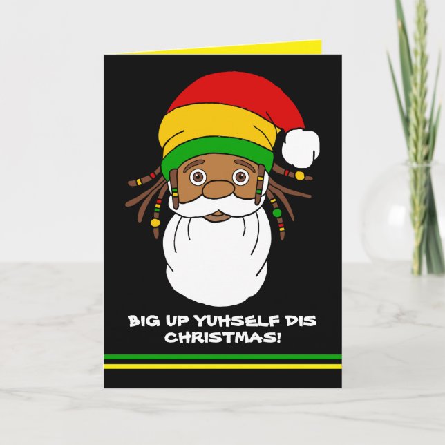 Jamaican Rasta Santa God jul Kort (Framsida)