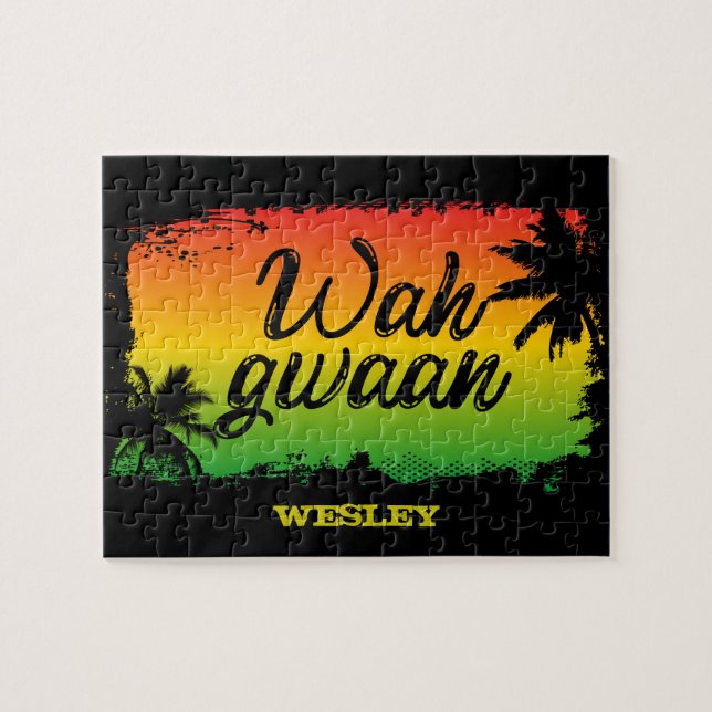 Jamaican Rastafarian Wah Gwaan Hej Tropical Handfl Pussel (Horisontell)