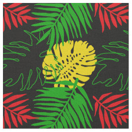 Jamaican Red Gult Grönt Tropical Patterned Tyg