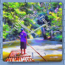 Jamaican River Raft Ride J001 Square Wall Clock Fyrkantig Klocka