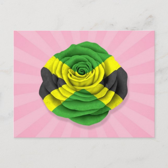 Jamaican Ro Flagga på Rosa Vykort (Framsida)