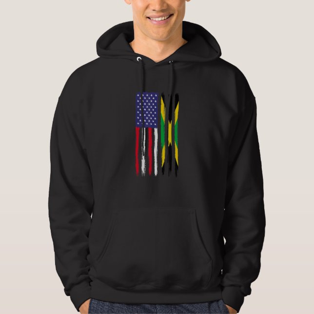 Jamaican Roots Halamerikansk Flagga Patriotic Jama Hoodie (Framsida)