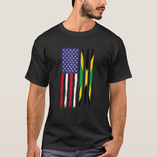 Jamaican Roots Halamerikansk Flagga Patriotic Jama T Shirt (Framsida)