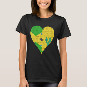 Jamaican Saint Vincitan Flagga Heart T Shirt