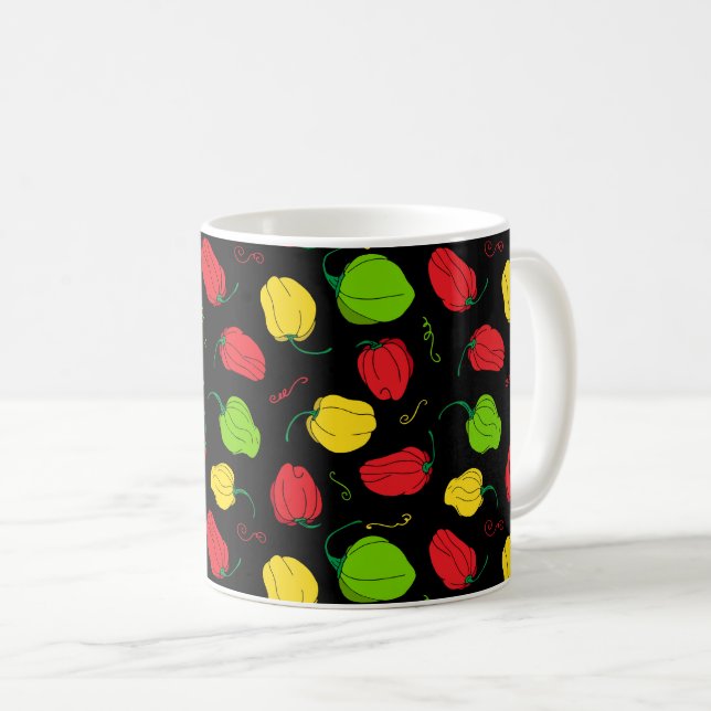 Jamaican Scotch Bonnet Food Patterned Kaffemugg (Framsida höger)