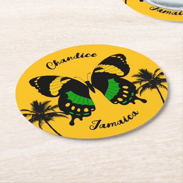 Jamaican Swallowtail Butterfly Tropical Underlägg Papper Rund (Vinklad)