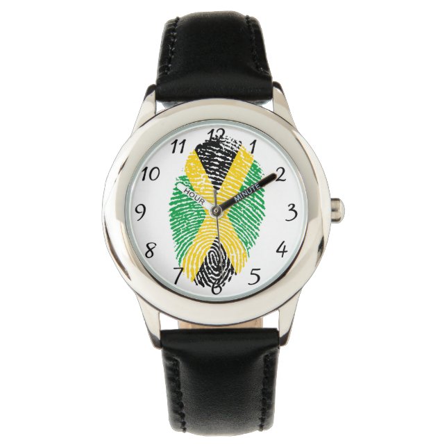 Jamaican touch fingeravtryck flagga armbandsur (Framsida)