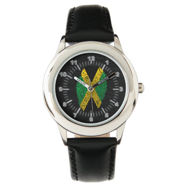 Jamaican touch fingeravtryck flagga armbandsur (Framsida)