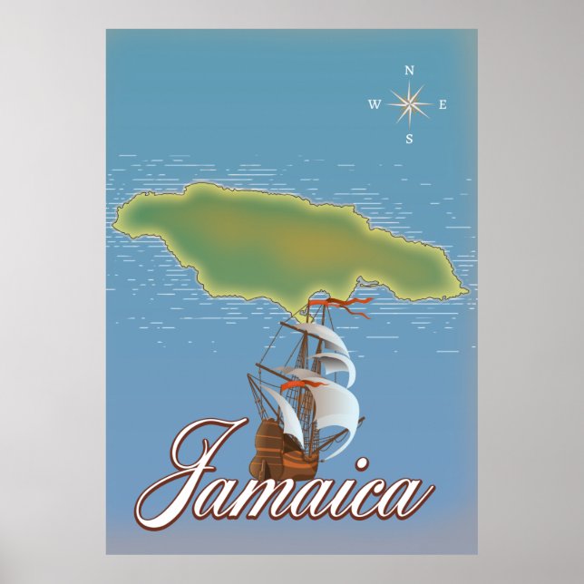 Jamaican Travel Island karta Poster (Framsidan)