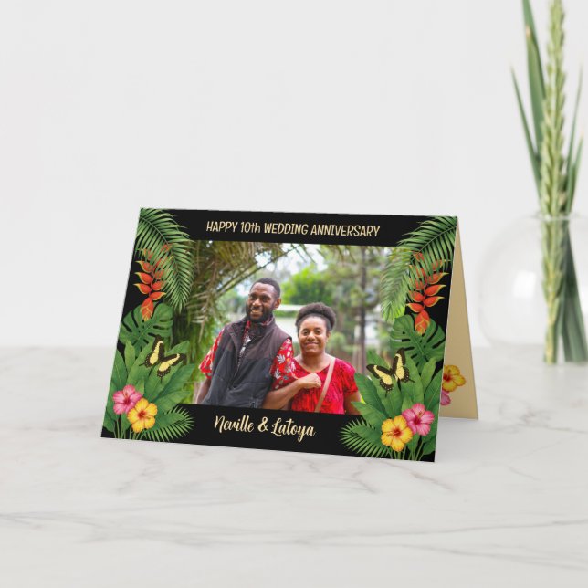 Jamaican Tropical Wedding Anniversary Add Photo Kort (Framsida)