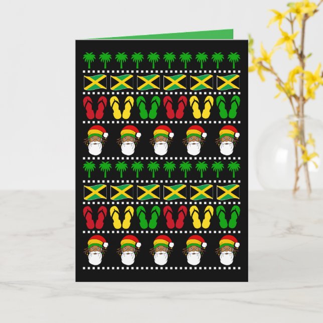 Jamaican Ugly Sweater Rasta Christmas Kort (Gul blomma)