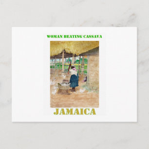 Jamaican Woman Beating Cassava on Farm Vykort
