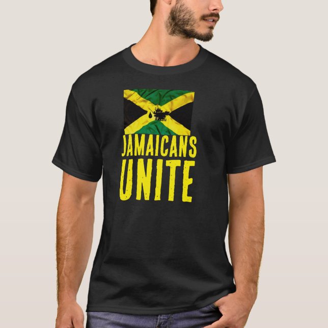 JAMAICANS UNITE Basic Mörk T-Shirt (Framsida)