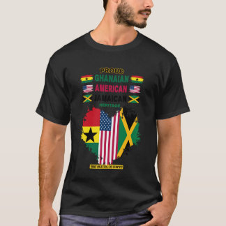 Jamaicansk Amerikansk Ghanansk Flagg Outfitidé För T Shirt