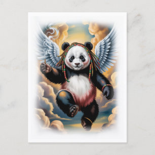 Jamaicansk ängelpanda i himlen på en vit bakgrund helg vykort