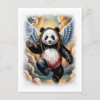 Jamaicansk ängelpanda i himlen på en vit bakgrund helg vykort