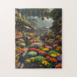 jamaicansk blomstermarknad utanför färgad upplyft pussel