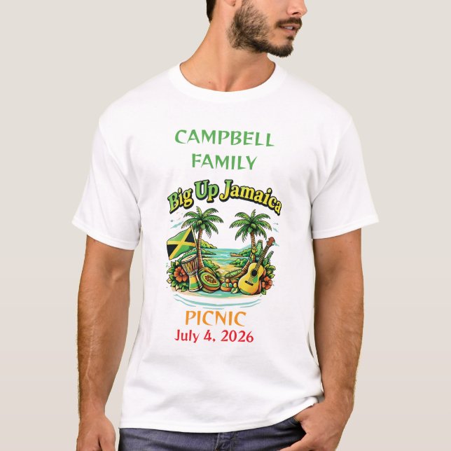 Jamaicansk familjepiknik t shirt (Framsida)