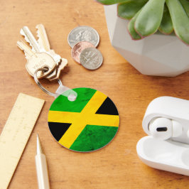 Jamaicansk flagga väderbiten effekt One Love Nyckelring