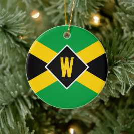 Jamaicansk flaggmonogram jul julgransprydnad keramik
