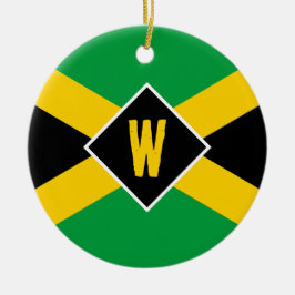 Jamaicansk flaggmonogram jul julgransprydnad keramik