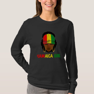 Jamaicansk flicka Afro Jamaica Flagga Hatt Stolthe T Shirt