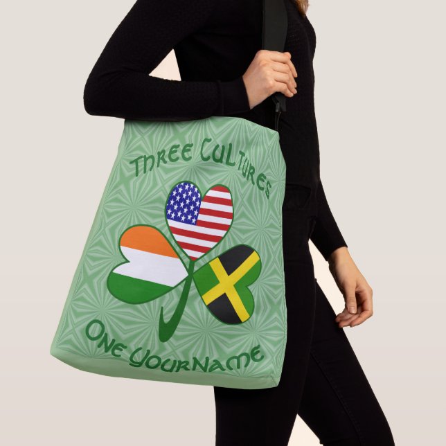 Jamaicansk Irländsk Amerikansk Shamrock Flagga Per Axelväska (Närbild)