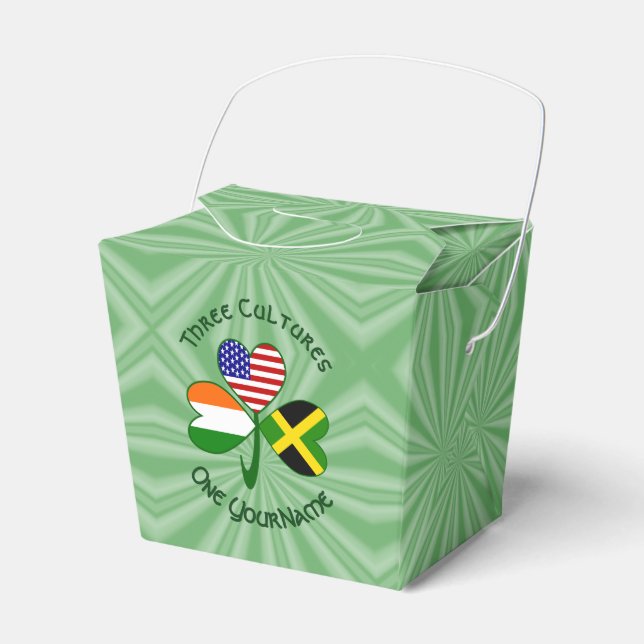 Jamaicansk Irländsk Amerikansk Shamrock Flagga Per Presentaskar (Framsidan Sidan)
