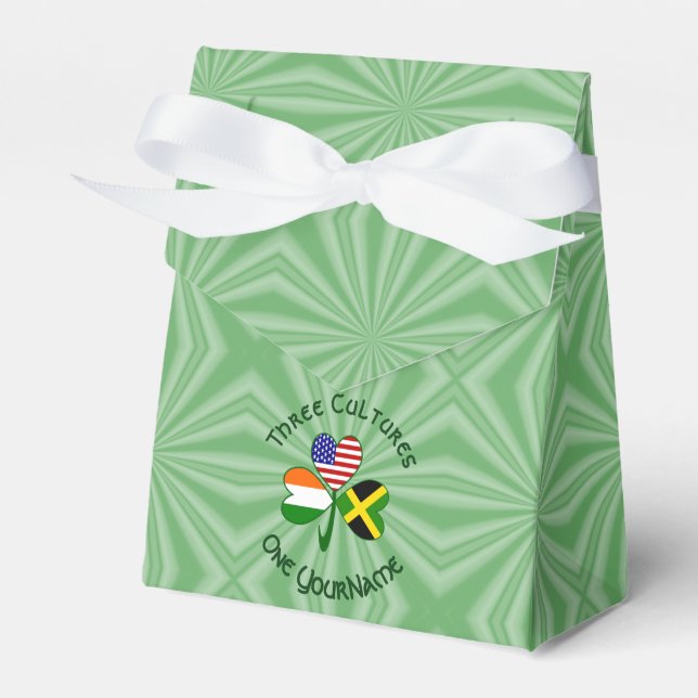 Jamaicansk Irländsk Amerikansk Shamrock Flagga Per Presentaskar (Framsidan Sidan)
