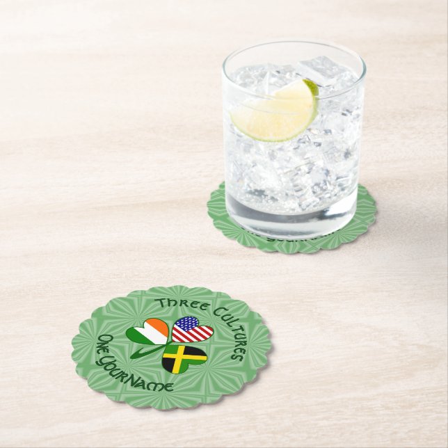 Jamaicansk Irländsk Amerikansk Shamrock Flagga Per Underlägg Papper (Insitu)