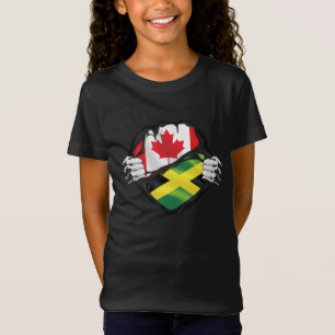 Jamaicansk Kanadensisk Händer Rivna Rötter Flagga T Shirt