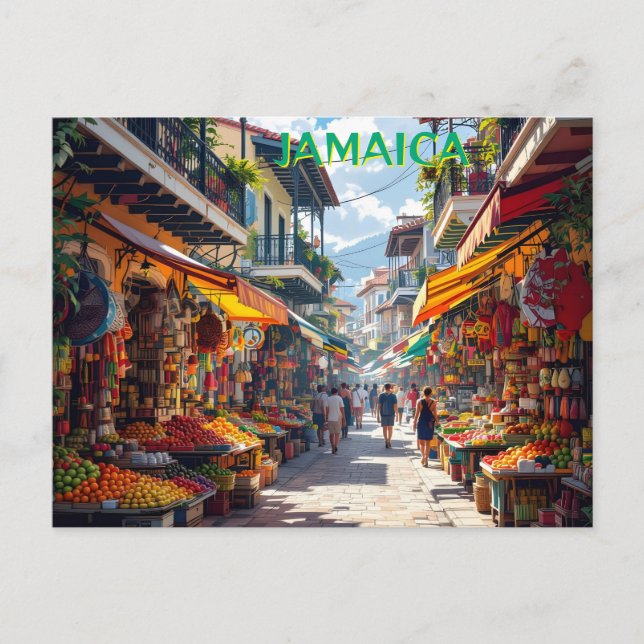 Jamaicansk marknadsplats vykort (Framsida)