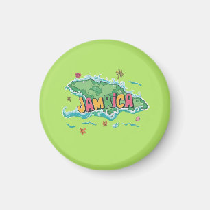 Jamaicansk ö vattenfärgskarta magnet
