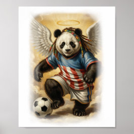 Jamaicansk Panda som spelar fotboll i himlen på en Poster