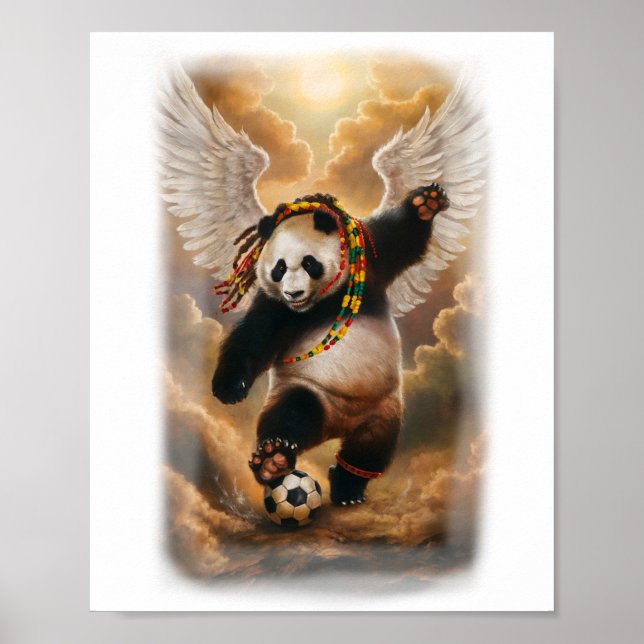Jamaicansk Panda som spelar fotboll på en  Poster (Framsidan)