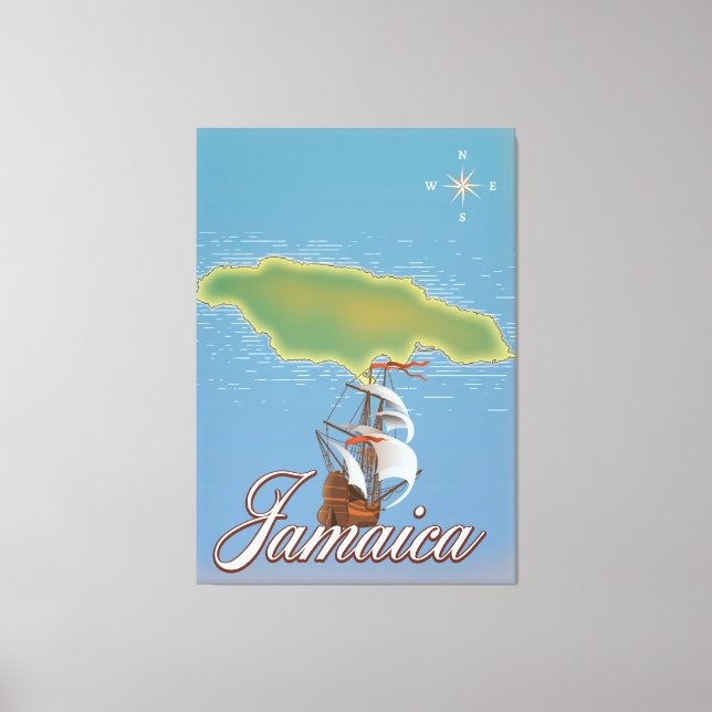 Jamaicansk resa ö karta canvastryck (Framsida)