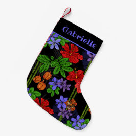 Jamaicanska blommor och frukter mönstrade liten julstrumpa