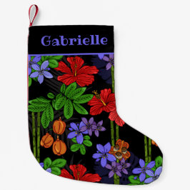 Jamaicanska blommor och frukter mönstrade liten julstrumpa