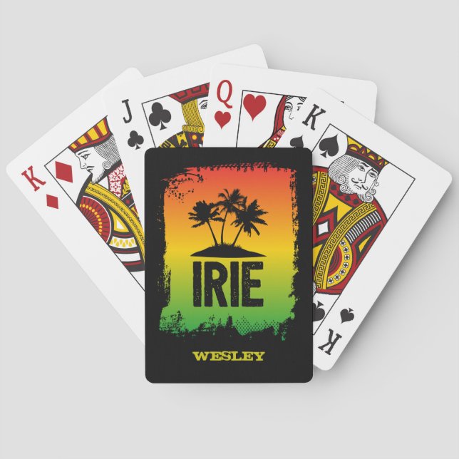 Jamaicanska IRIE Rasta-flaggans färger Tropisk Casinokort (Baksidan)