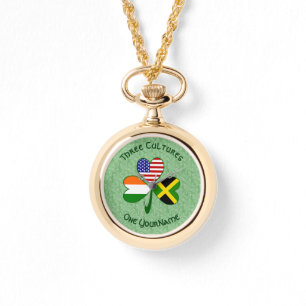 Jamaicanska Irländska Amerikanska Flaggor Shamrock Armbandsur