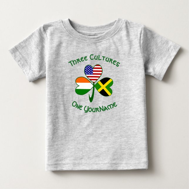 Jamaicanska Irländska Amerikanska Flaggor Shamrock T Shirt (Framsida)