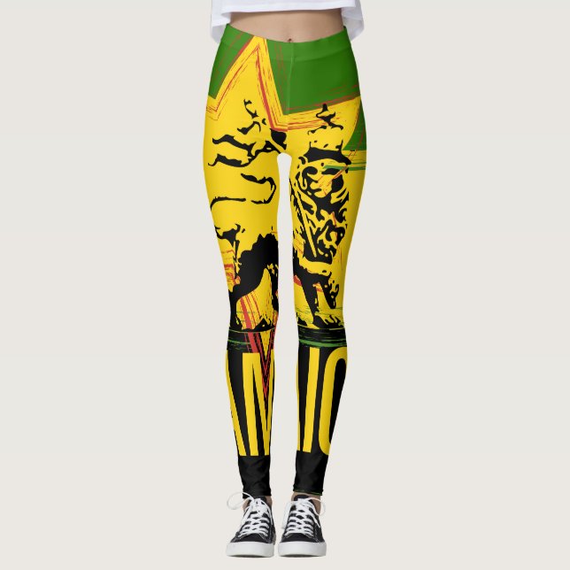 Jamaicanska Leggings Lejonet av Juda-design (Framsida)