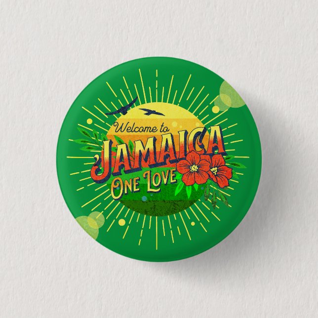 Jamaicanska turister välkomna Pin Knapp (Framsida)