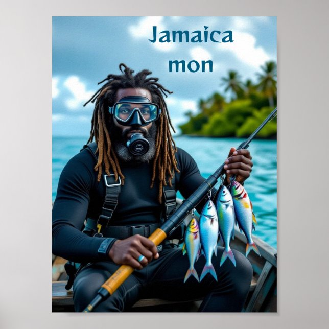 Jamaicanskt spjutfiskare poster (Framsidan)