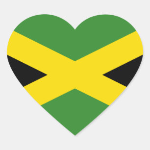Jamaicas flagga hjärtformat klistermärke